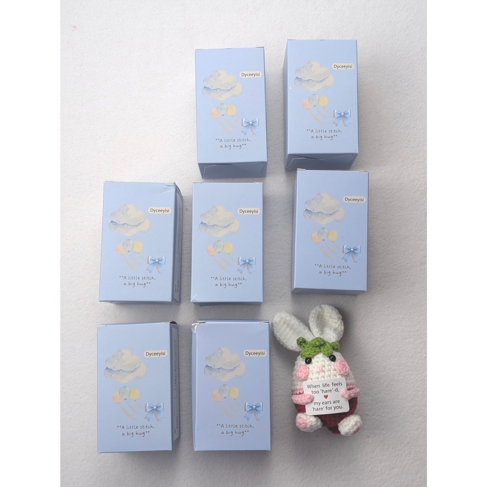 Dyceeyisi Blind Box Emotional Support Crochet Bunnies Lot of 8 Party Favors - Picture 2 of 5